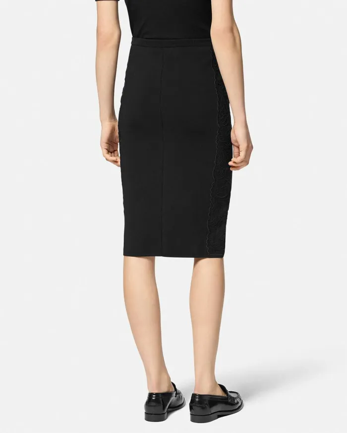 Versace Knitwear Barocco Lace Knit Midi Skirt Black 8211 Women Versace Knitwear Barocco Lace Knit Midi Skirt Black 8211 Women