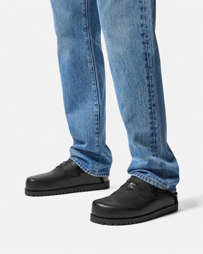 Versace Loafers and Slippers Shearling Medusa Mules Black 8211 Men Versace Loafers and Slippers Shearling Medusa Mules Black 8211 Men
