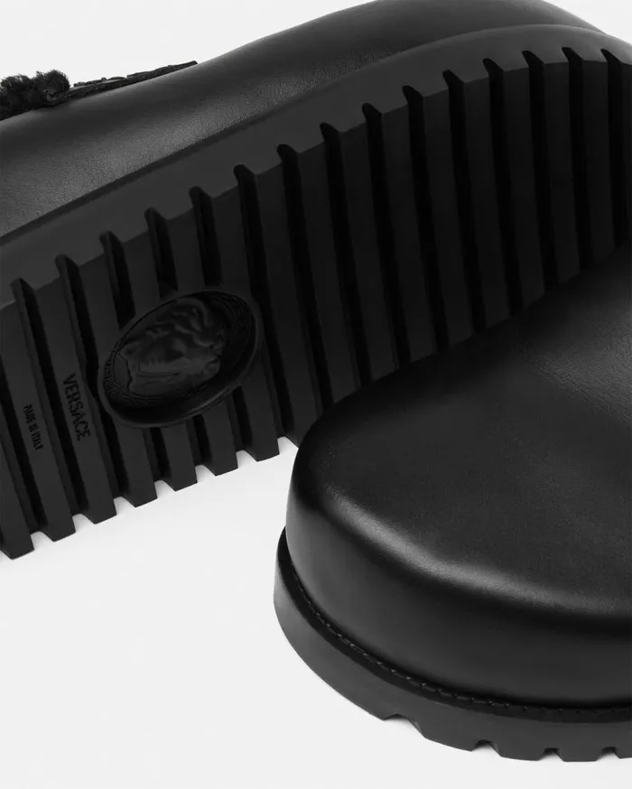 Versace Loafers and Slippers Shearling Medusa Mules Black 8211 Men Versace Loafers and Slippers Shearling Medusa Mules Black 8211 Men