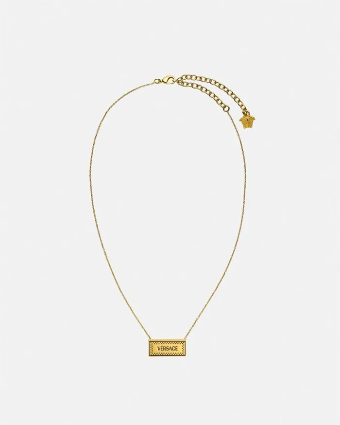 Versace Necklaces Small 03990s Vintage Logo Necklace Blackgold 8211 WomenMen