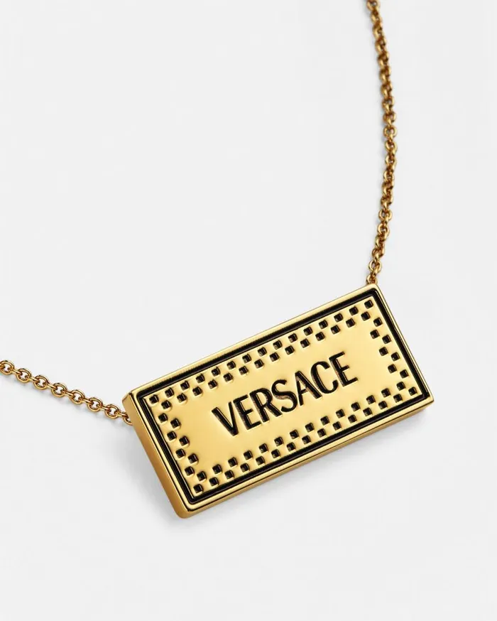 Versace Necklaces Small 03990s Vintage Logo Necklace Blackgold 8211 WomenMen Versace Necklaces Small 03990s Vintage Logo Necklace Blackgold 8211 WomenMen