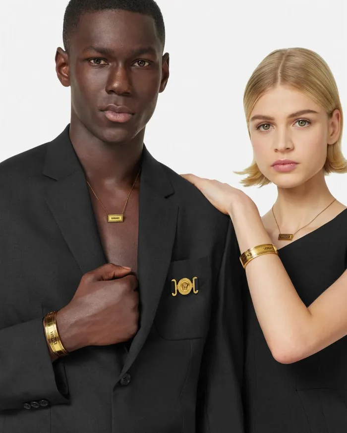 Versace Necklaces Small 03990s Vintage Logo Necklace Blackgold 8211 WomenMen Versace Necklaces Small 03990s Vintage Logo Necklace Blackgold 8211 WomenMen