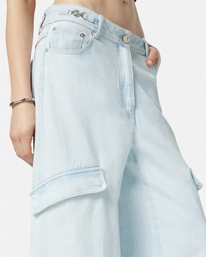 Versace Pants and Shorts Cargo Jeans Light Blue 8211 Women