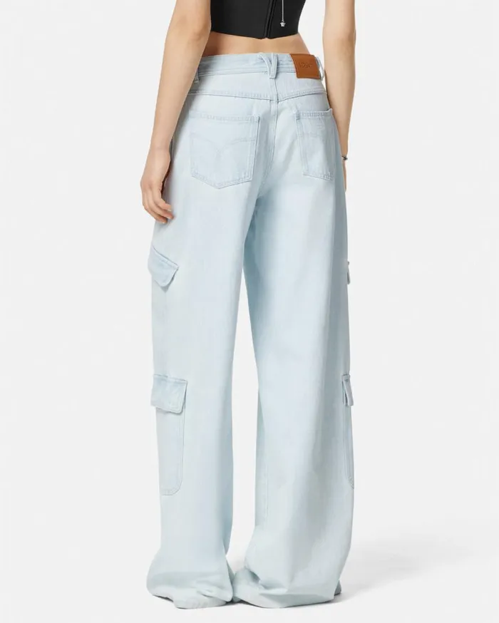 Versace Pants and Shorts Cargo Jeans Light Blue 8211 Women