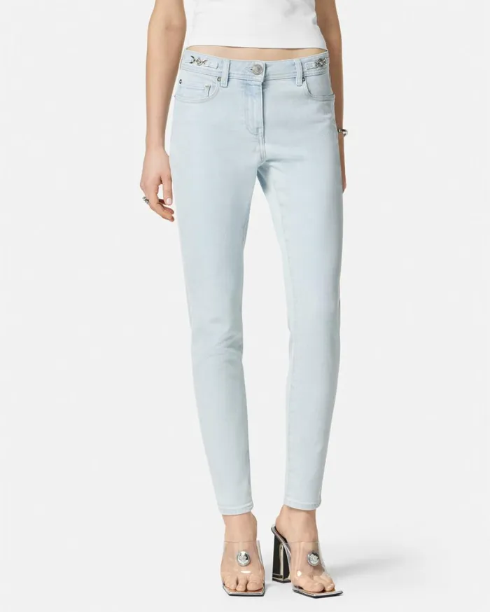 Versace Pants and Shorts Medusa 03995 Skinny Jeans Light Blue 8211 Women