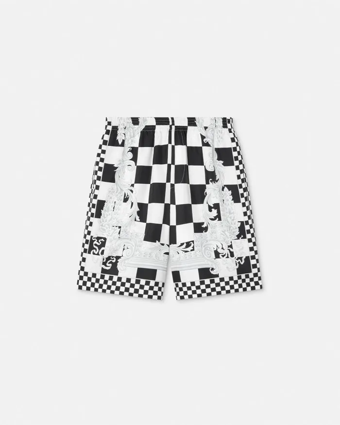Versace Pants and Shorts Medusa Contrasto Silk Shorts Blackprint 8211 Men
