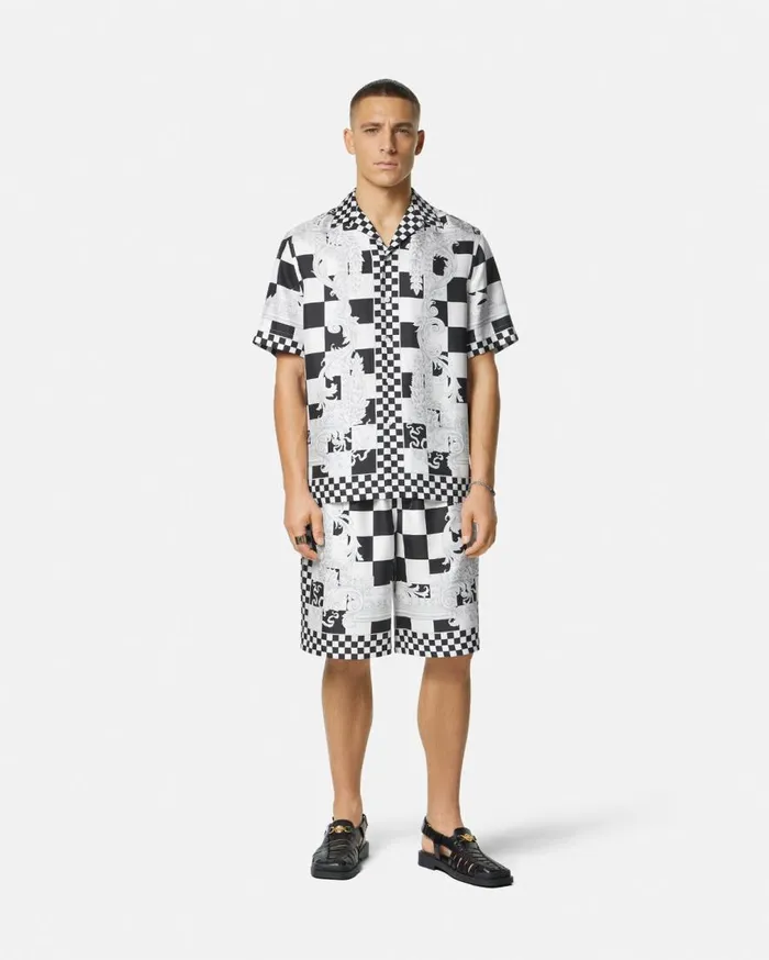 Versace Pants and Shorts Medusa Contrasto Silk Shorts Blackprint 8211 Men Versace Pants and Shorts Medusa Contrasto Silk Shorts Blackprint 8211 Men