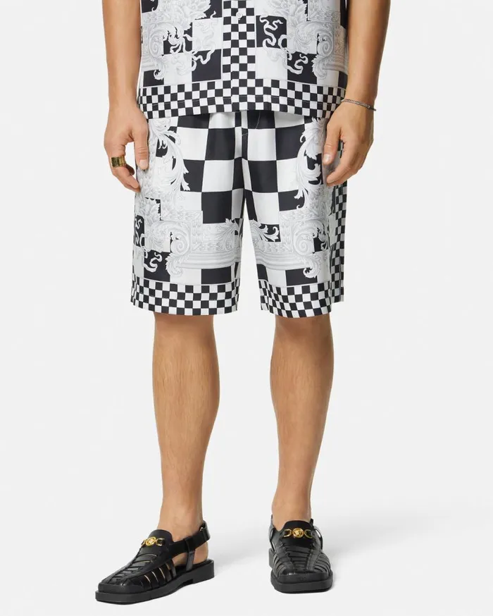 Versace Pants and Shorts Medusa Contrasto Silk Shorts Blackprint 8211 Men Versace Pants and Shorts Medusa Contrasto Silk Shorts Blackprint 8211 Men