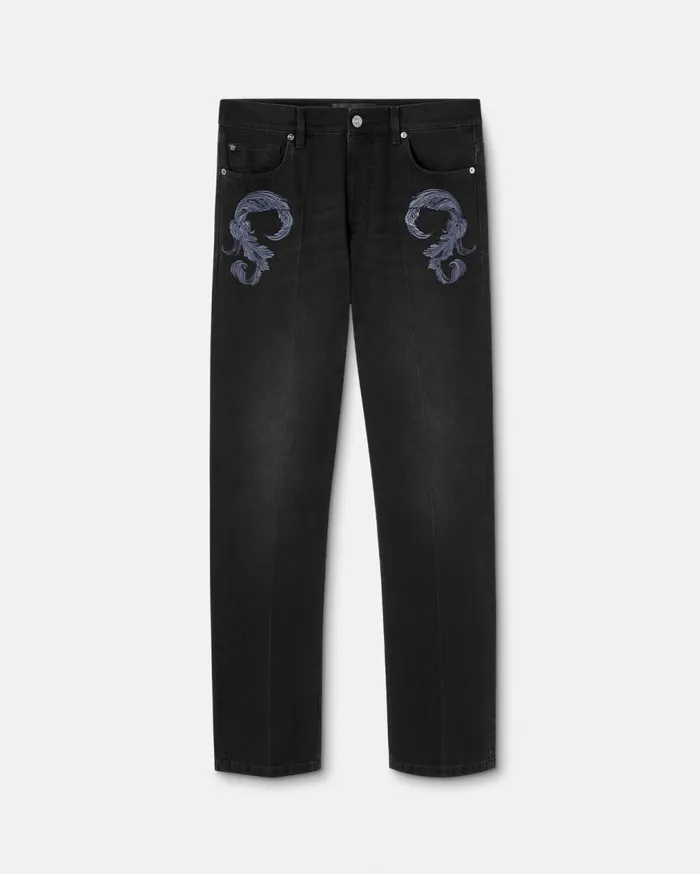 Versace Pants and Shorts Regular Fit Barocco Jeans Black 8211 Men
