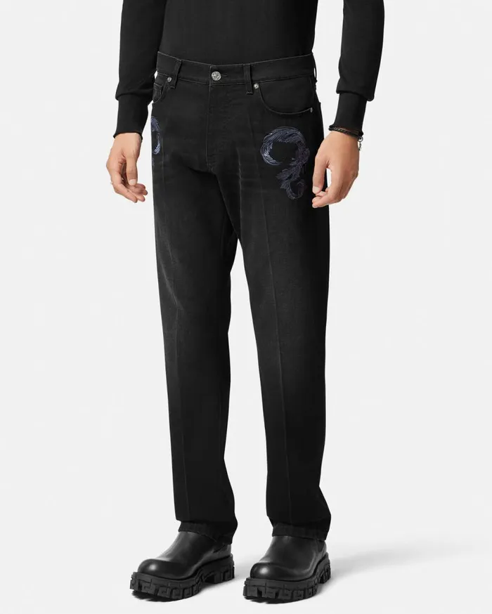 Versace Pants and Shorts Regular Fit Barocco Jeans Black 8211 Men Versace Pants and Shorts Regular Fit Barocco Jeans Black 8211 Men
