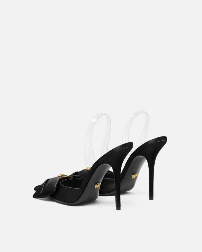 Versace Pumps and Slingbacks Alia Satin Slingback Pumps 110 Mm Blackgold 8211 Women Versace Pumps and Slingbacks Alia Satin Slingback Pumps 110 Mm Blackgold 8211 Women