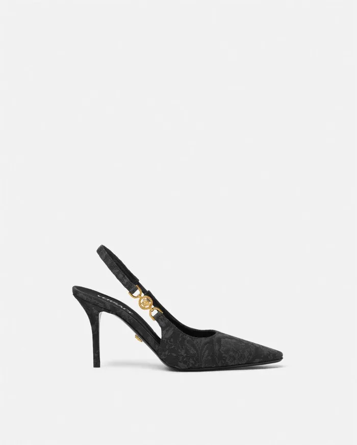 Versace Pumps and Slingbacks Medusa 03995 Barocco Slingback Pumps 85 Mm Blackgold 8211 Women