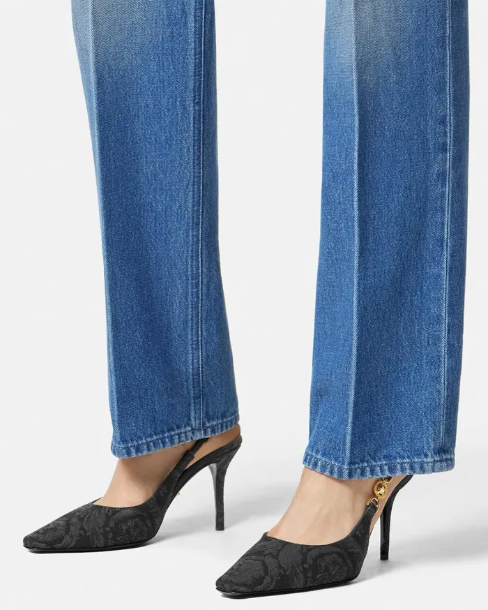 Versace Pumps and Slingbacks Medusa 03995 Barocco Slingback Pumps 85 Mm Blackgold 8211 Women