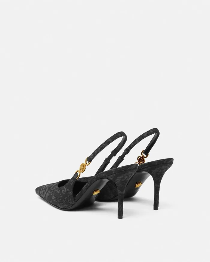 Versace Pumps and Slingbacks Medusa 03995 Barocco Slingback Pumps 85 Mm Blackgold 8211 Women
