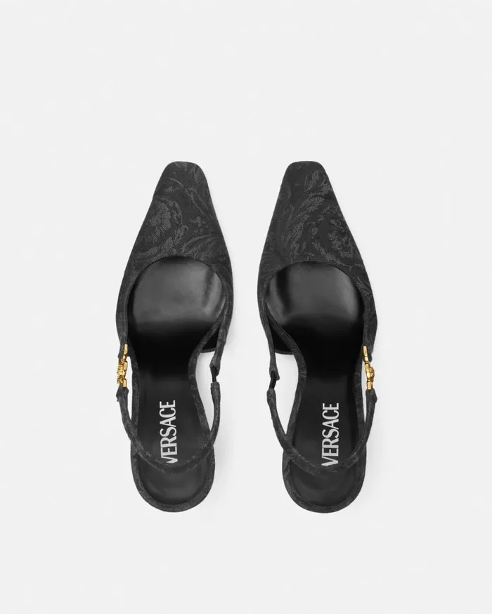 Versace Pumps and Slingbacks Medusa 03995 Barocco Slingback Pumps 85 Mm Blackgold 8211 Women