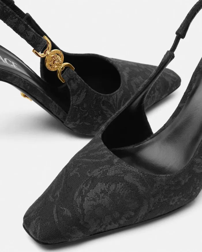 Versace Pumps and Slingbacks Medusa 03995 Barocco Slingback Pumps 85 Mm Blackgold 8211 Women