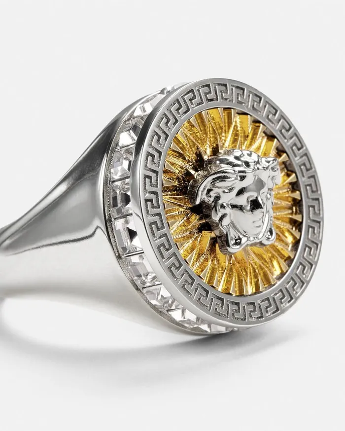 Versace Rings Crystal Icon Ring Gold 8211 WomenMen Versace Rings Crystal Icon Ring Gold 8211 WomenMen