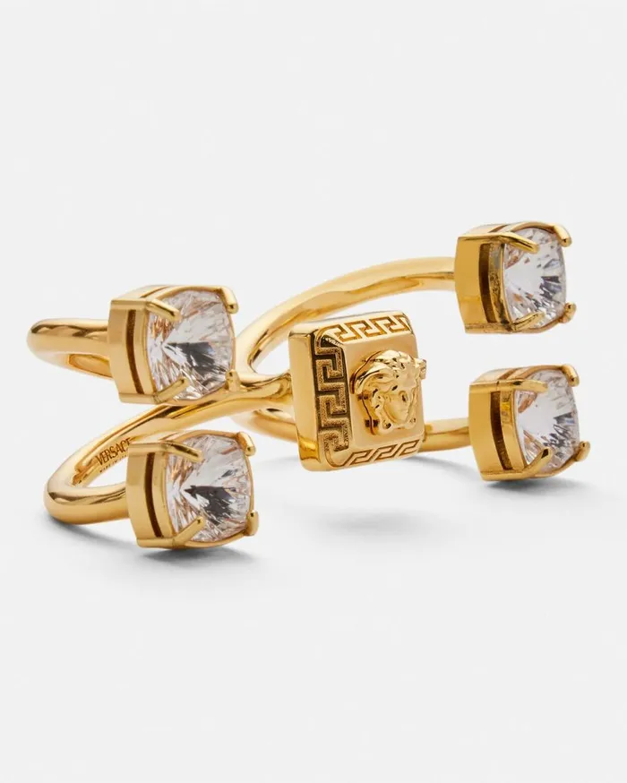 Versace Rings Crystal Medusa Square Cuff Ring Gold 8211 Women Versace Rings Crystal Medusa Square Cuff Ring Gold 8211 Women