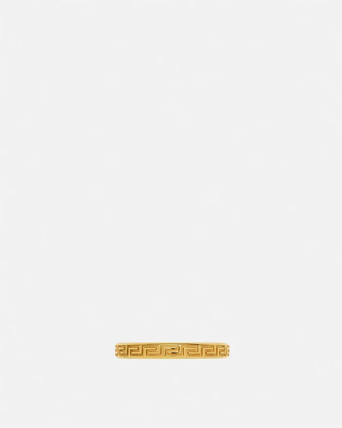 Versace Rings Engraved Greek Key Ring Light Gold 8211 WomenMen