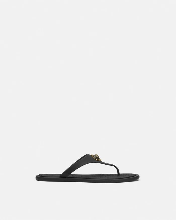 Versace Sandals Alia Flat Rubber Sandals Blackgold 8211 Women