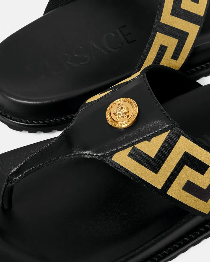 Versace Sandals and Slides Medusa Greca Sandals Blackgold 8211 Men Versace Sandals and Slides Medusa Greca Sandals Blackgold 8211 Men