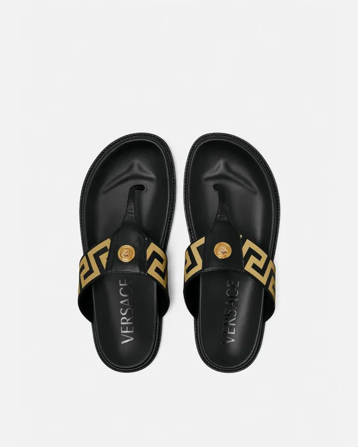 Versace Sandals and Slides Medusa Greca Sandals Blackgold 8211 Men Versace Sandals and Slides Medusa Greca Sandals Blackgold 8211 Men