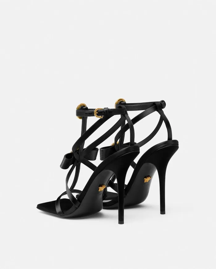 Versace Sandals Gianni Ribbon Satin Cage Sandals 110 Mm Blackgold 8211 Women