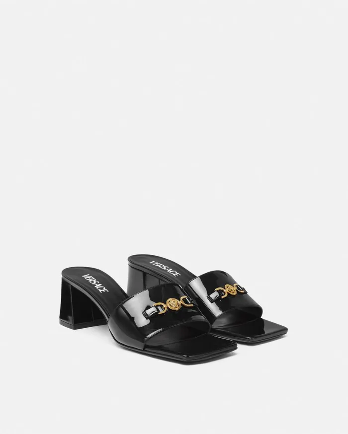 Versace Sandals Medusa 03995 Patent Mules 55 Mm Blackgold 8211 Women