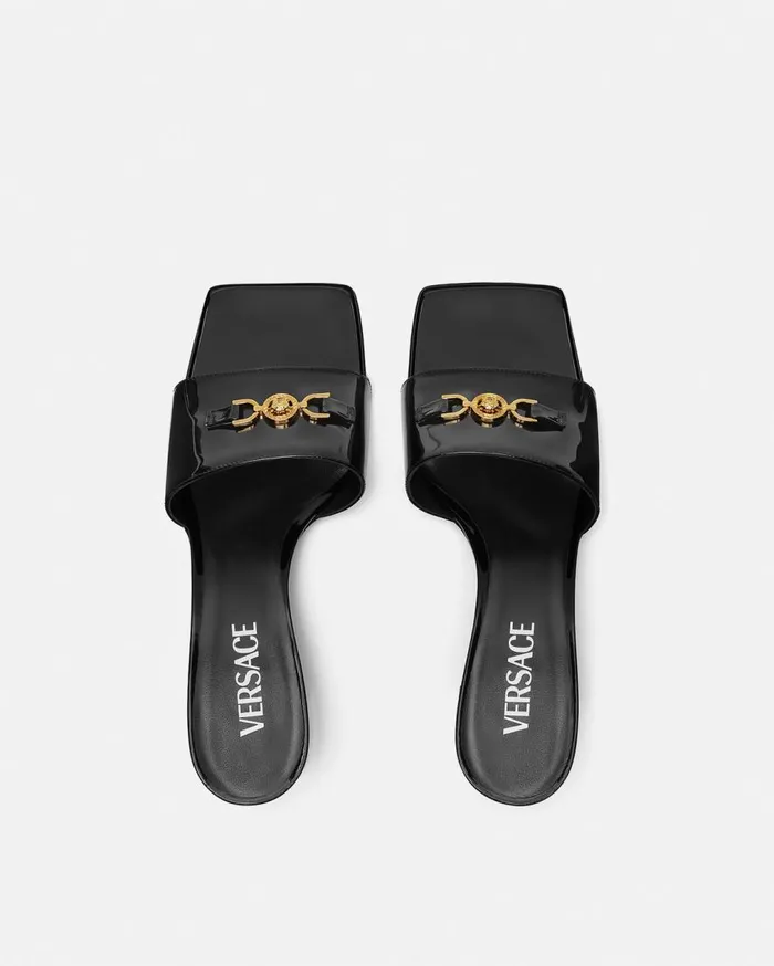 Versace Sandals Medusa 03995 Patent Mules 55 Mm Blackgold 8211 Women