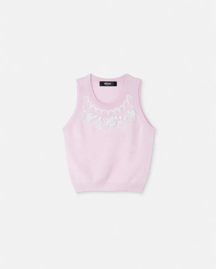 Versace Shirts and Tops Embroidered Cashmere Knit Top Light Pink 8211 Women