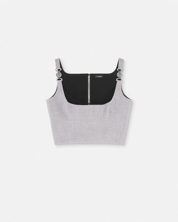 Versace Shirts and Tops Medusa 03995 Mlange Crop Bustier Top Gray 8211 Women