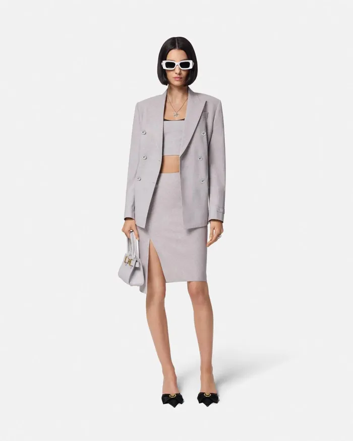 Versace Shirts and Tops Medusa 03995 Mlange Crop Bustier Top Gray 8211 Women