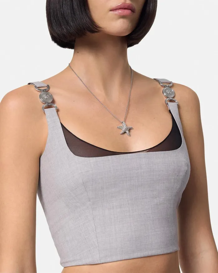 Versace Shirts and Tops Medusa 03995 Mlange Crop Bustier Top Gray 8211 Women