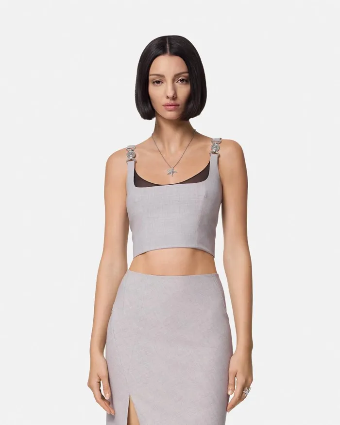Versace Shirts and Tops Medusa 03995 Mlange Crop Bustier Top Gray 8211 Women