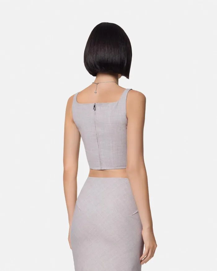 Versace Shirts and Tops Medusa 03995 Mlange Crop Bustier Top Gray 8211 Women