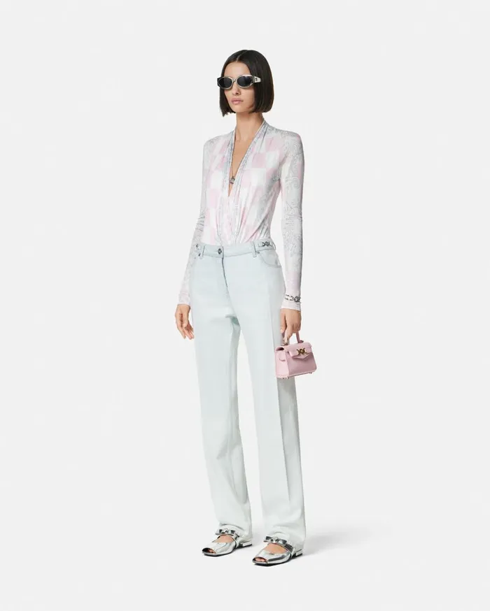 Versace Shirts and Tops Medusa Contrasto Draped Bodysuit Pinkprint 8211 Women Versace Shirts and Tops Medusa Contrasto Draped Bodysuit Pinkprint 8211 Women