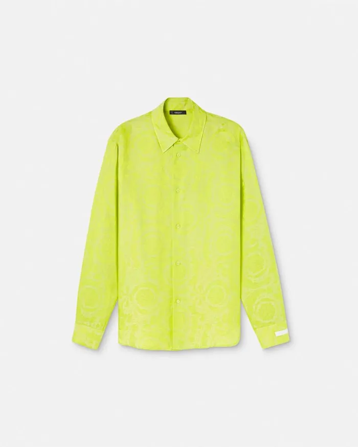 Versace Shirts Barocco SilkBlend Shirt Yellow 8211 Men