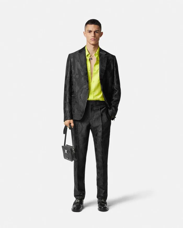 Versace Shirts Barocco SilkBlend Shirt Yellow 8211 Men Versace Shirts Barocco SilkBlend Shirt Yellow 8211 Men