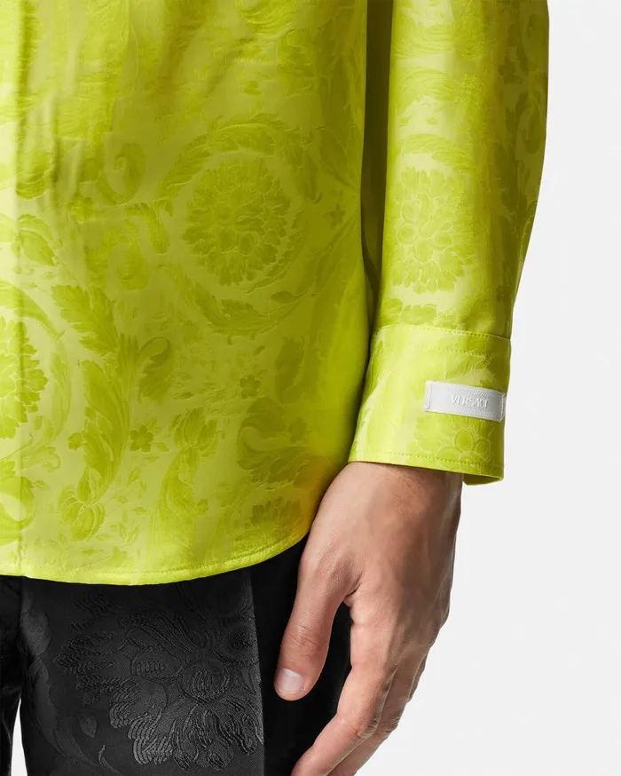 Versace Shirts Barocco SilkBlend Shirt Yellow 8211 Men Versace Shirts Barocco SilkBlend Shirt Yellow 8211 Men