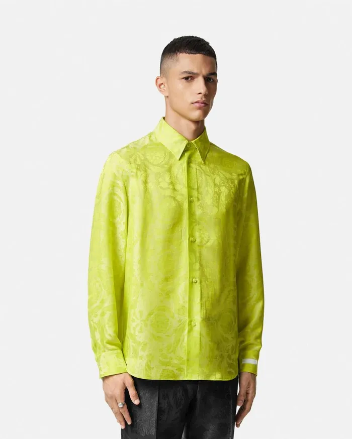 Versace Shirts Barocco SilkBlend Shirt Yellow 8211 Men Versace Shirts Barocco SilkBlend Shirt Yellow 8211 Men