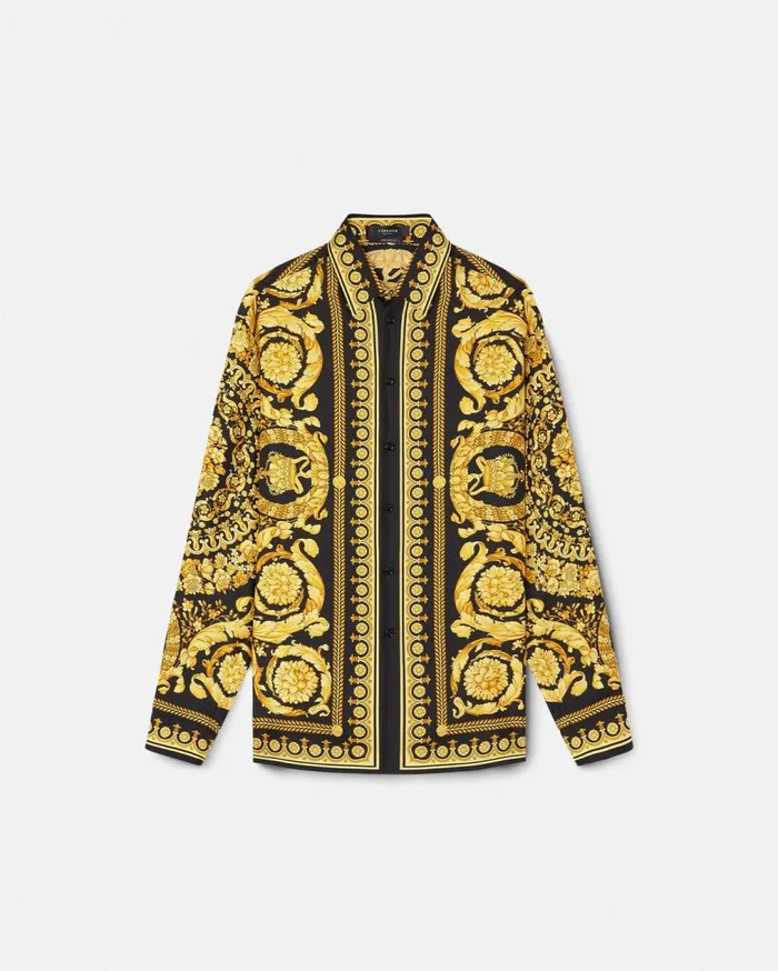 Versace Shirts Barocco Silk Shirt Blackprint 8211 Men