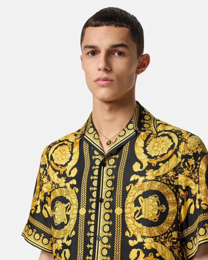 Versace Shirts Barocco Silk Shirt Blackprint 8211 Men Versace Shirts Barocco Silk Shirt Blackprint 8211 Men