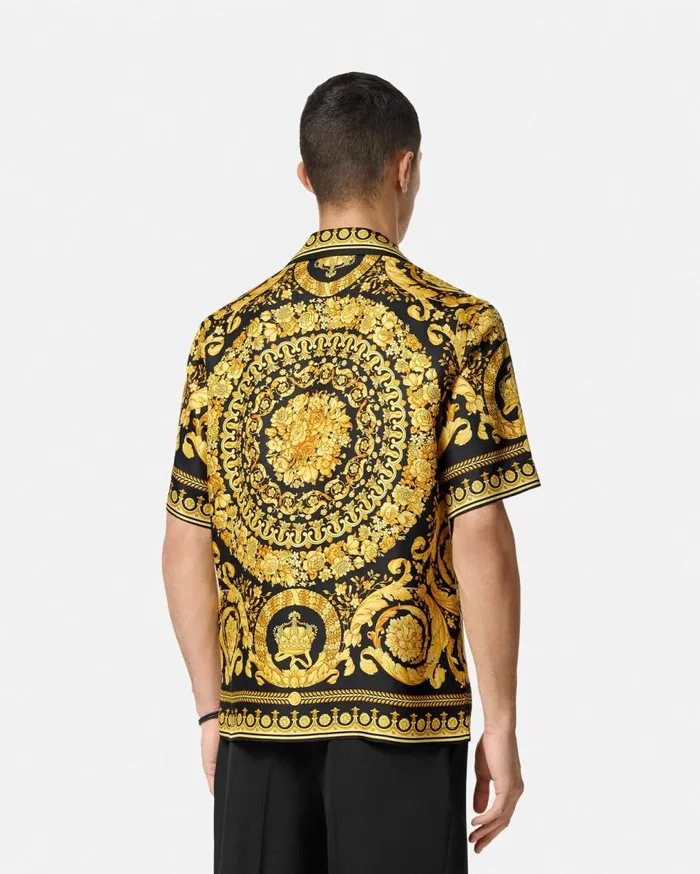 Versace Shirts Barocco Silk Shirt Blackprint 8211 Men Versace Shirts Barocco Silk Shirt Blackprint 8211 Men