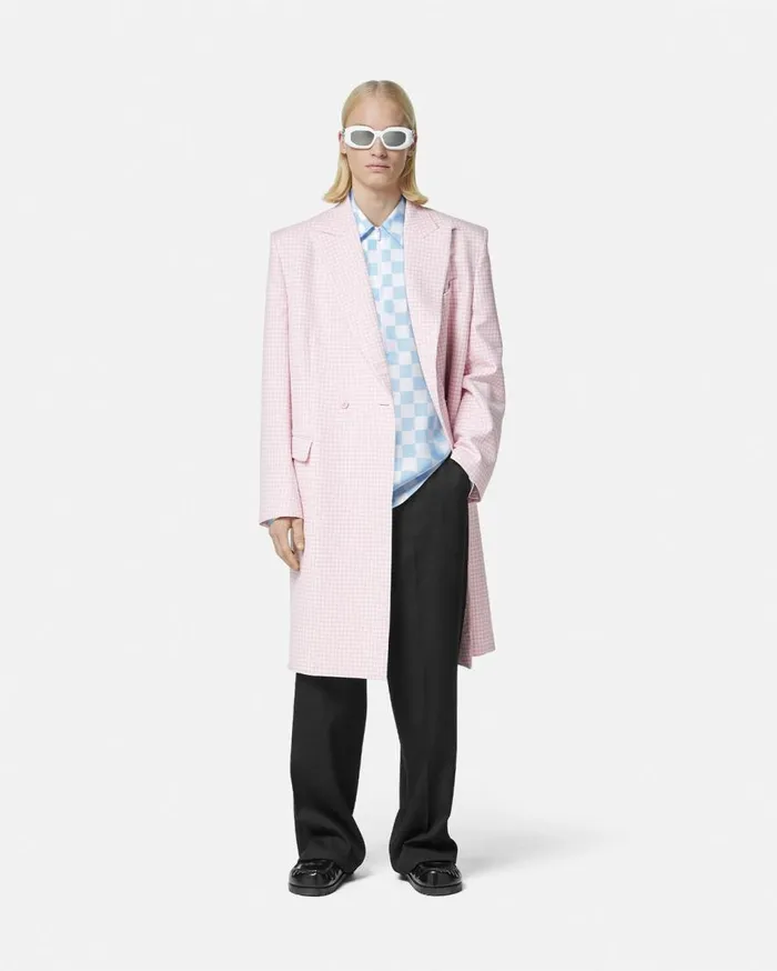 Versace Shirts Contrasto Silk Zip Shirt Light Blue 8211 Men