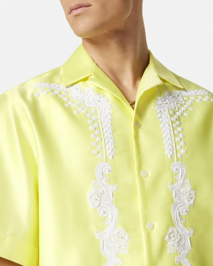 Versace Shirts Embroidered Duchesse Shirt Yellow 8211 Men Versace Shirts Embroidered Duchesse Shirt Yellow 8211 Men