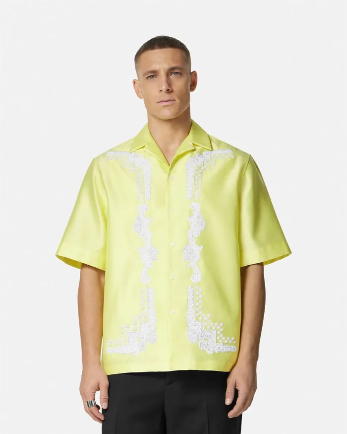 Versace Shirts Embroidered Duchesse Shirt Yellow 8211 Men Versace Shirts Embroidered Duchesse Shirt Yellow 8211 Men