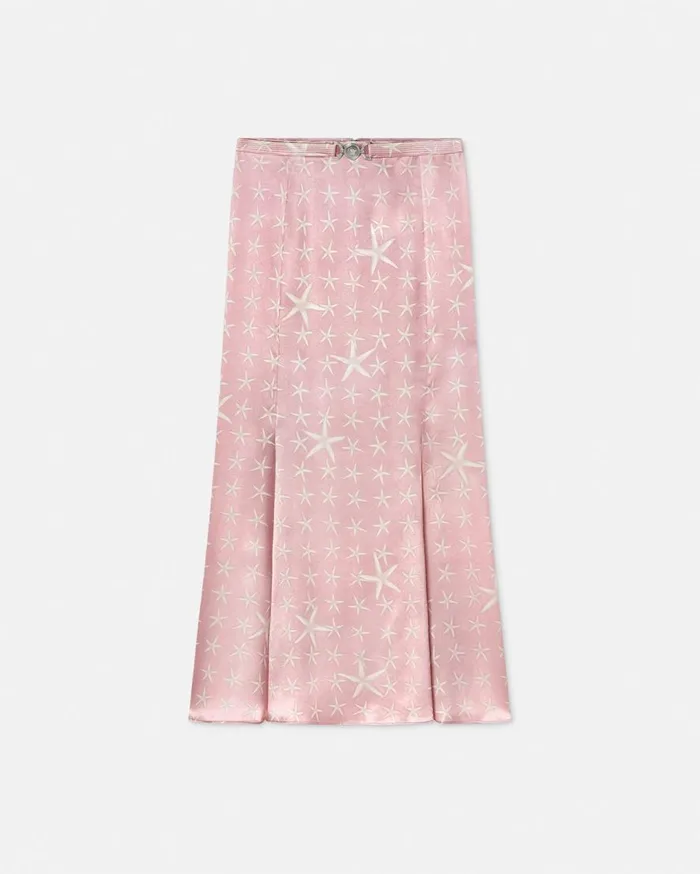 Versace Skirts Stella Marina Flowing Silk Midi Skirt White 8211 Women