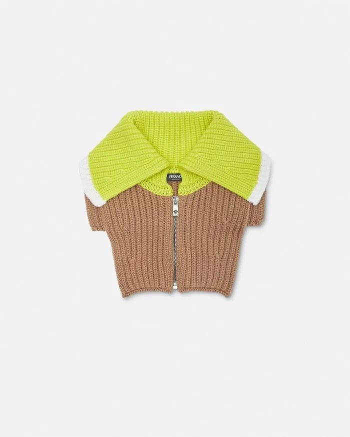 Versace Soft Accessories CableKnit Neck Warmer Yellowbeige 8211 Men