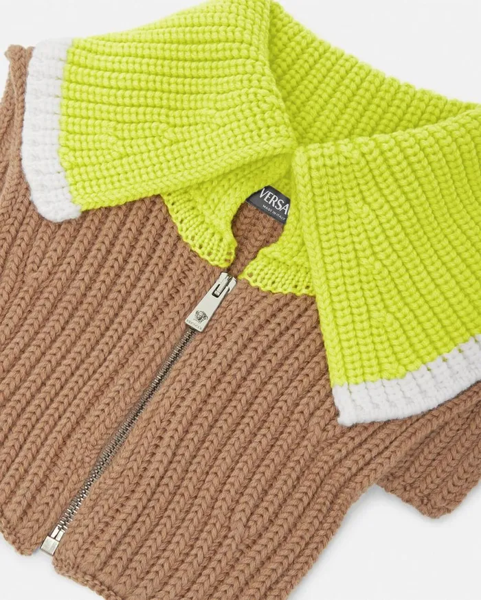 Versace Soft Accessories CableKnit Neck Warmer Yellowbeige 8211 Men Versace Soft Accessories CableKnit Neck Warmer Yellowbeige 8211 Men