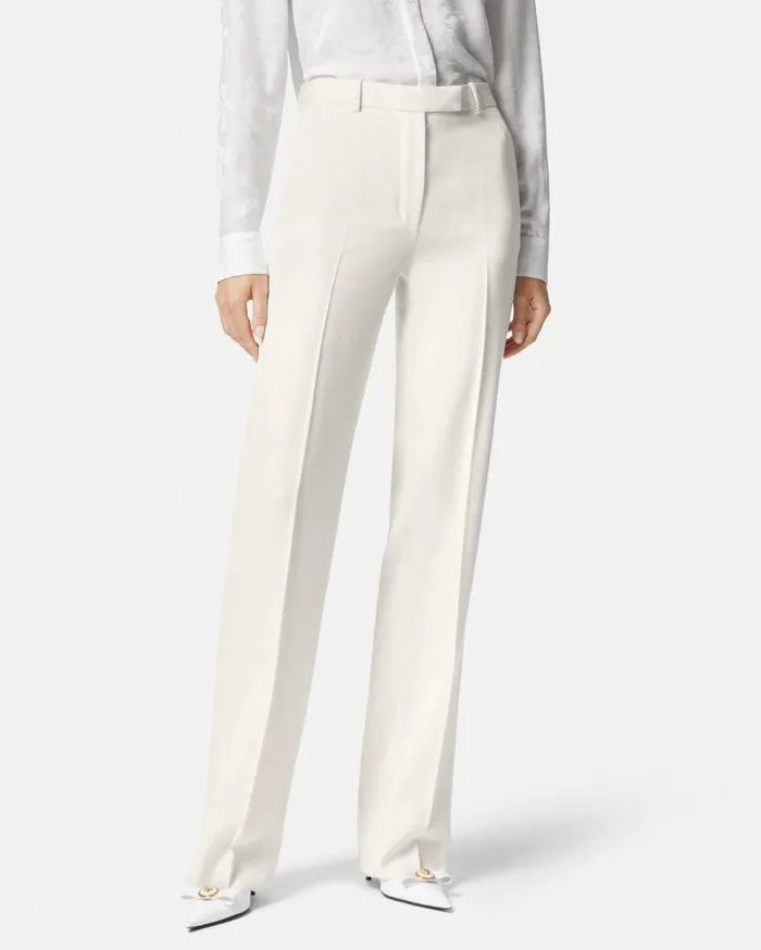 Versace Suits Grain De Poudre StraightLeg Pants White 8211 Women